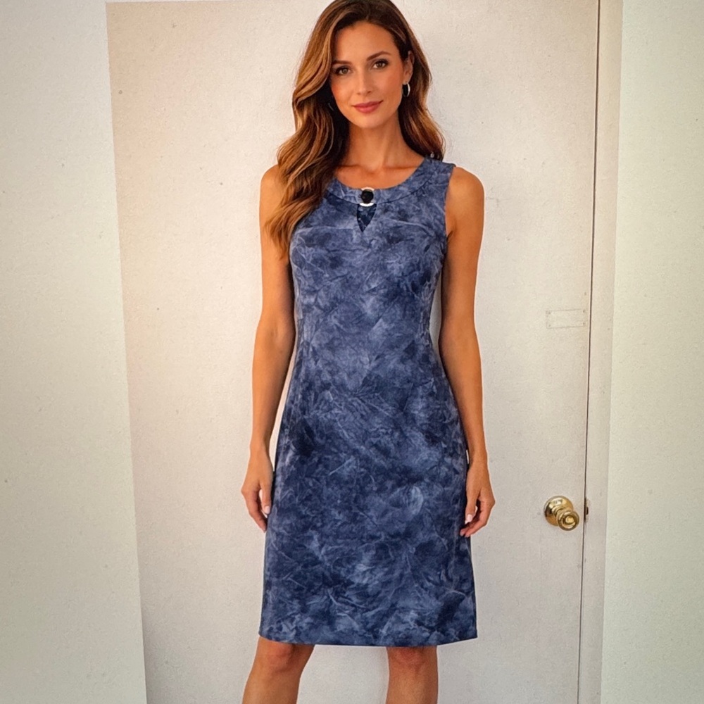 AB Studio Midnight Blue Sleeveless Midi Dress. Size Large. NWT